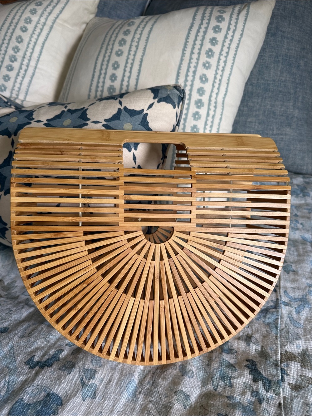 cult gaia Bamboo Semi-Circle Clutch in Natural Tan